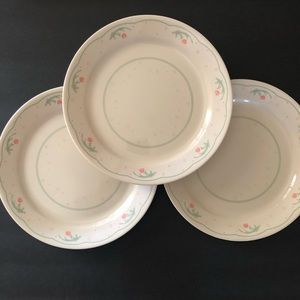3 Vtg Corelle Calico Rose Dinner Plates